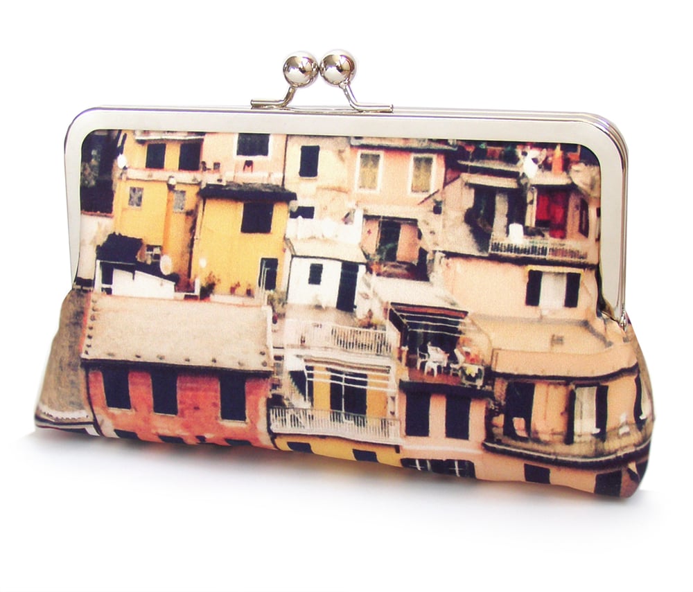 Image of Italian village clutch bag, Cinque Terre
