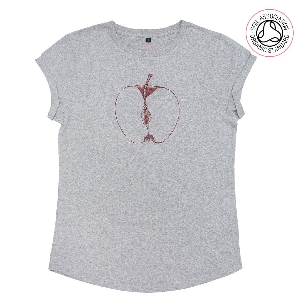 VajApple Women's Grey Roll Sleeve T-shirt (Organic)