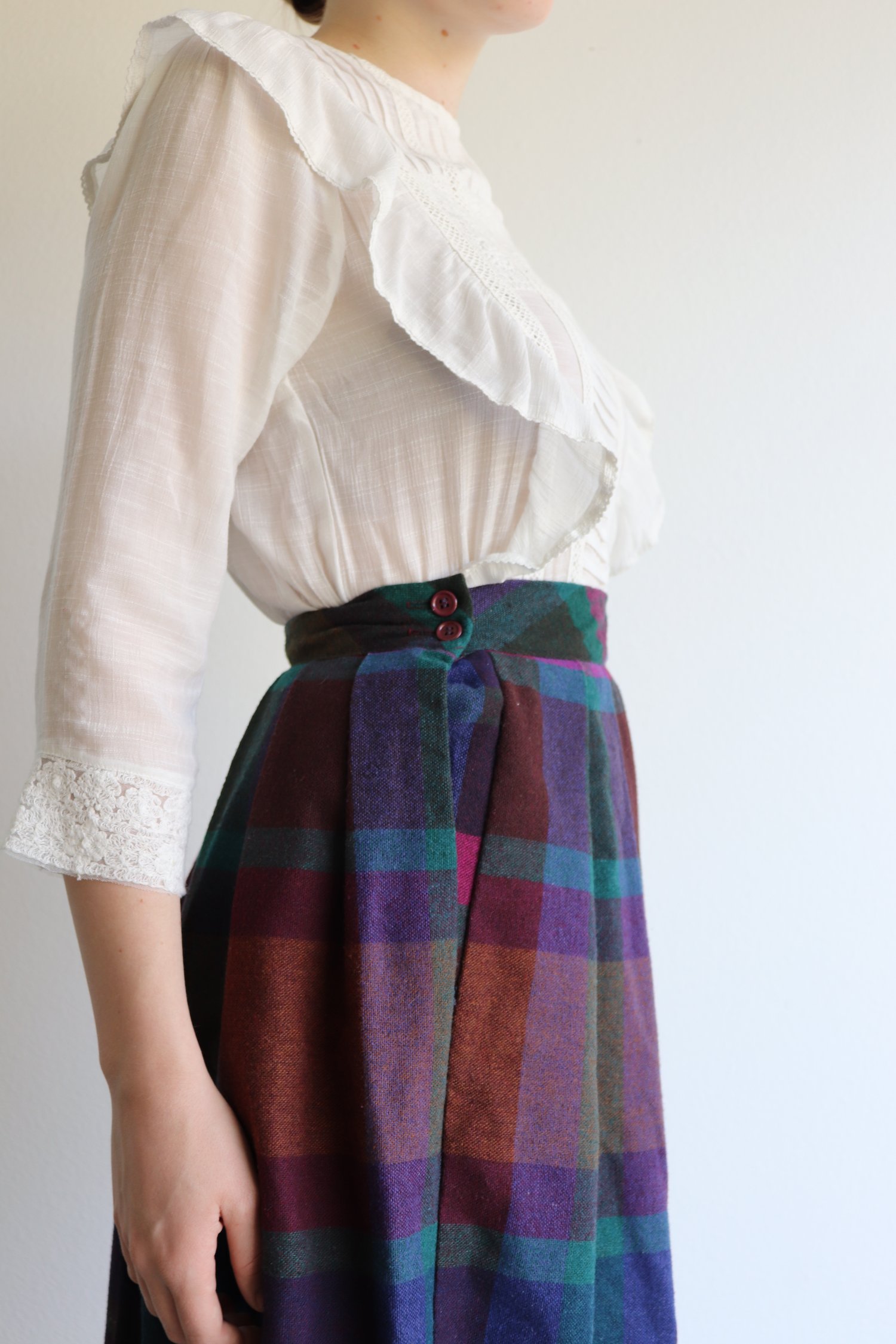 Image of Plaid Cotton Skirt