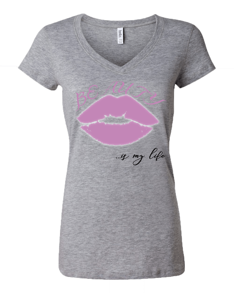 Image of Beauty ...is my life V-Neck T-Shirt (Grey)
