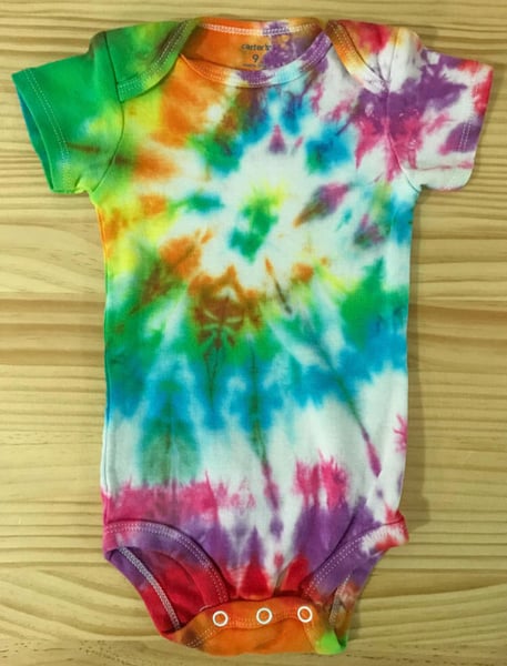 Image of Rainbow - 9-12 month old baby t-shirt tie dye romper