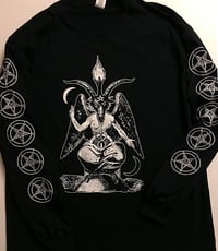 Image 1 of Baphomet - Long Sleeve T shirt with Pentagram Sleeve prints