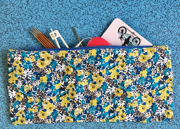 Image of Blue/yellow floral zipped case