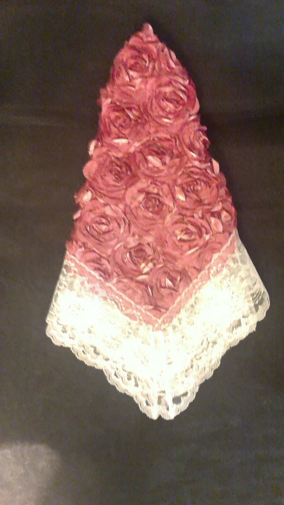 Image of SATIN ROSETTE  & ROSE BORDEAUX HANKIE