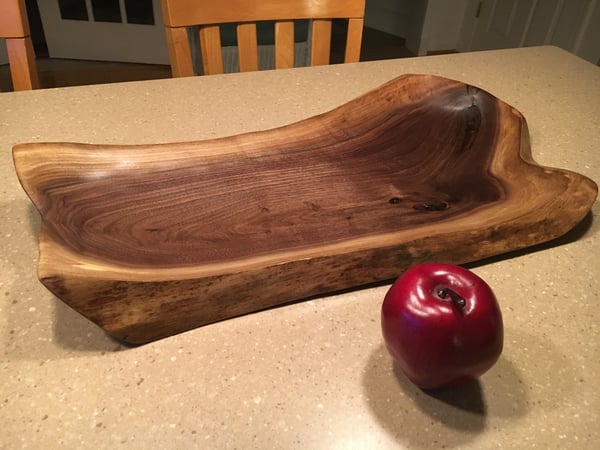 Image of Walnut serving tray, live edge rustic style