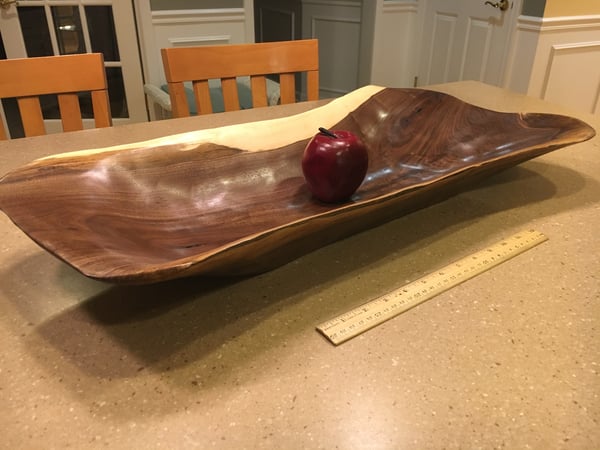 Image of Walnut bowl carved from a solid walnut log by Java Woodworks