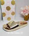 "Goldie" Gold slip-on sandals