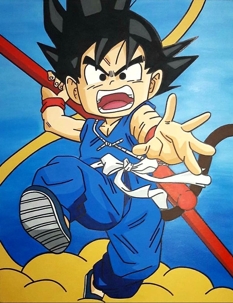 kid goku flying nimbus 8x10 print greg art kid goku flying nimbus 8x10 print