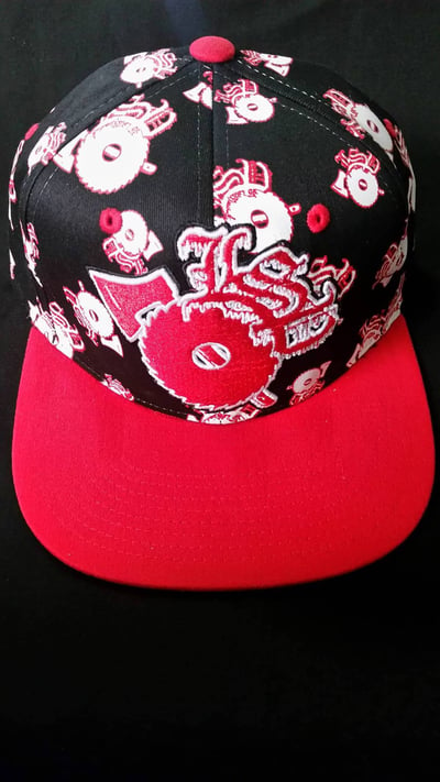 Image of BLACK LSP  WITH  RED EMBROIDERED LSP  FITTED HAT