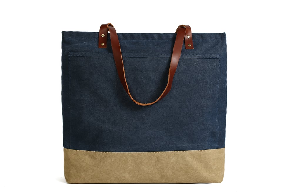 Image of Handmade Canvas Tote Bags with Leather Trimming, Shopper Bags, Women Designer Handbags 14047