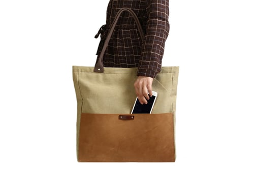 Image of Handmade Canvas Leather Tote Bags, Shopping Bags, Shoulder Bags, Lady Handbags 14051