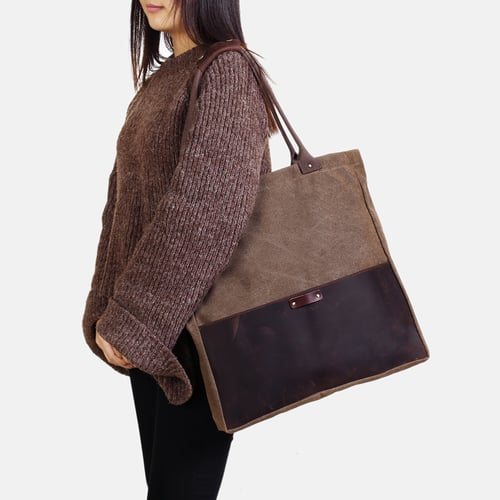 Image of Handmade Canvas Leather Tote Bags, Shopping Bags, Shoulder Bags, Lady Handbags 14051