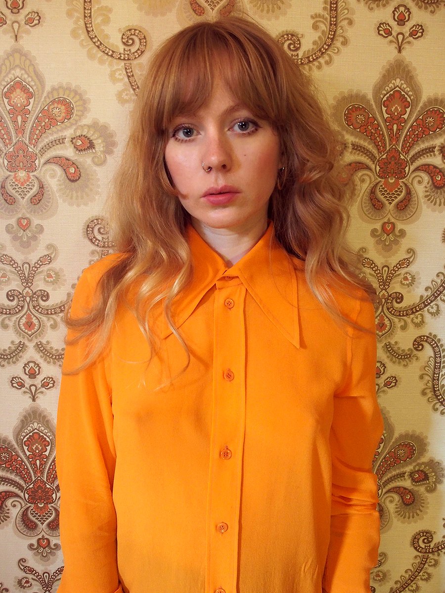 Image of Night Fever Silk Shirt - Tang Orange