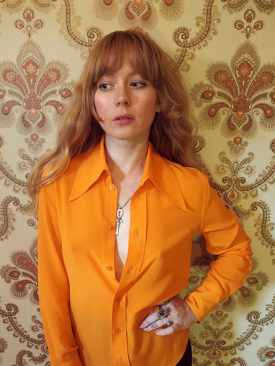 The Church of Lilith — Night Fever Silk Shirt - Tang Orange