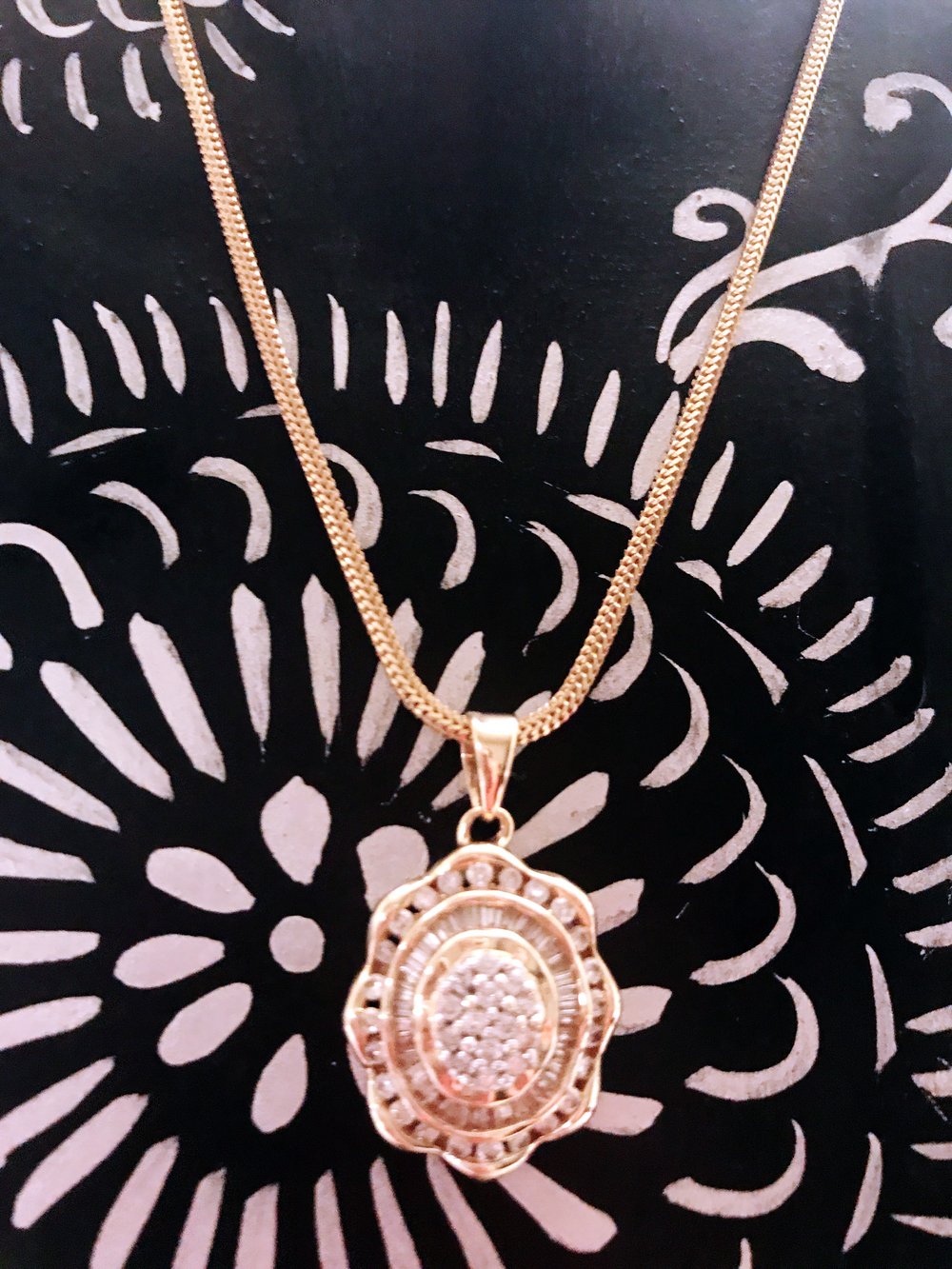 Image of 18K yellow gold necklace  18” with 14K diamond pendant 1.0 carat