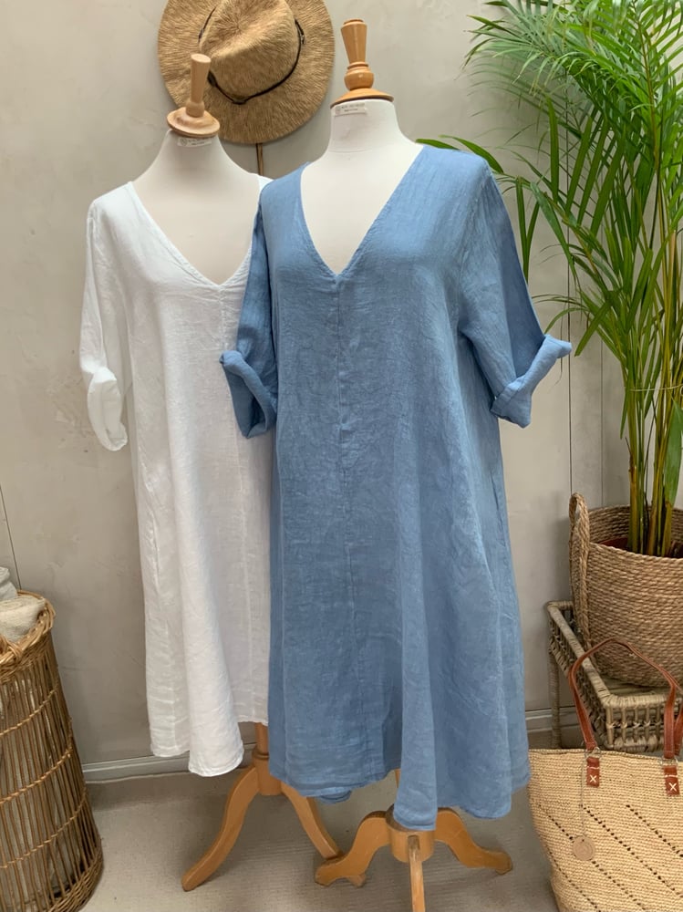 Image of Robe En Lin Alizé Bleu Jean's