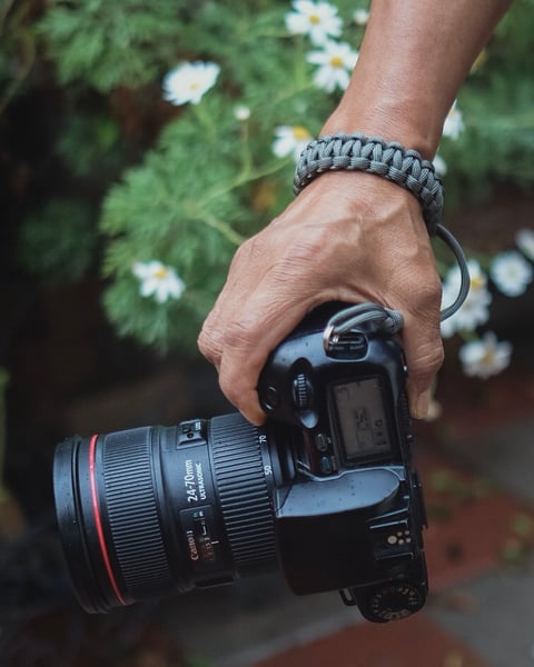 Image of Grey adjustable camera wrist strap