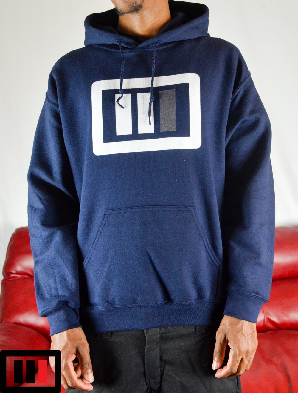 Image of Navy Blue Hoodie Triple Double White/Dark Grey OG