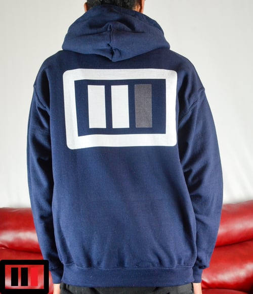 Image of Navy Blue Hoodie Triple Double White/Dark Grey OG