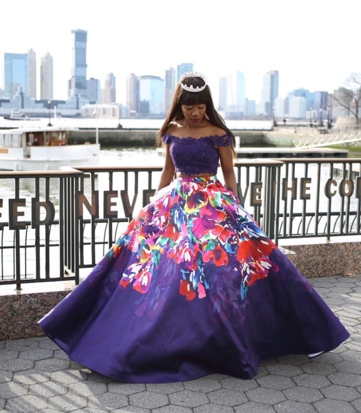 Image of Two Piece Floral Gown