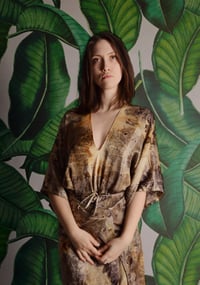 Image 1 of eco print camo kimono wrap dress