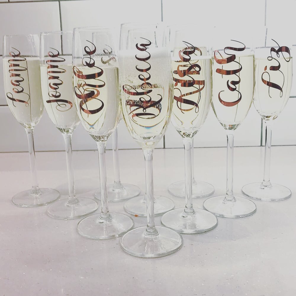 Image of Champagne Flute, wine & gin glass Vinyl Names