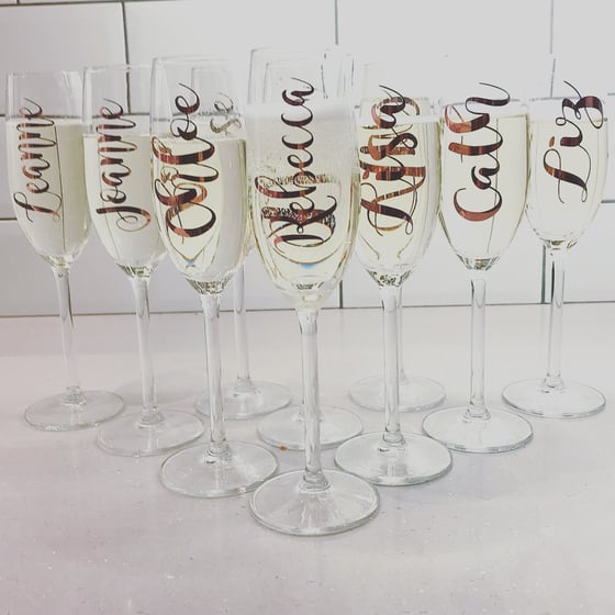 Image of Champagne Flute, wine & gin glass Vinyl Names