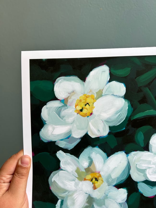 Moody Green Floral Print, 11x11"