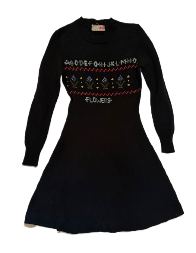 70s alphabet and flowers knit dress