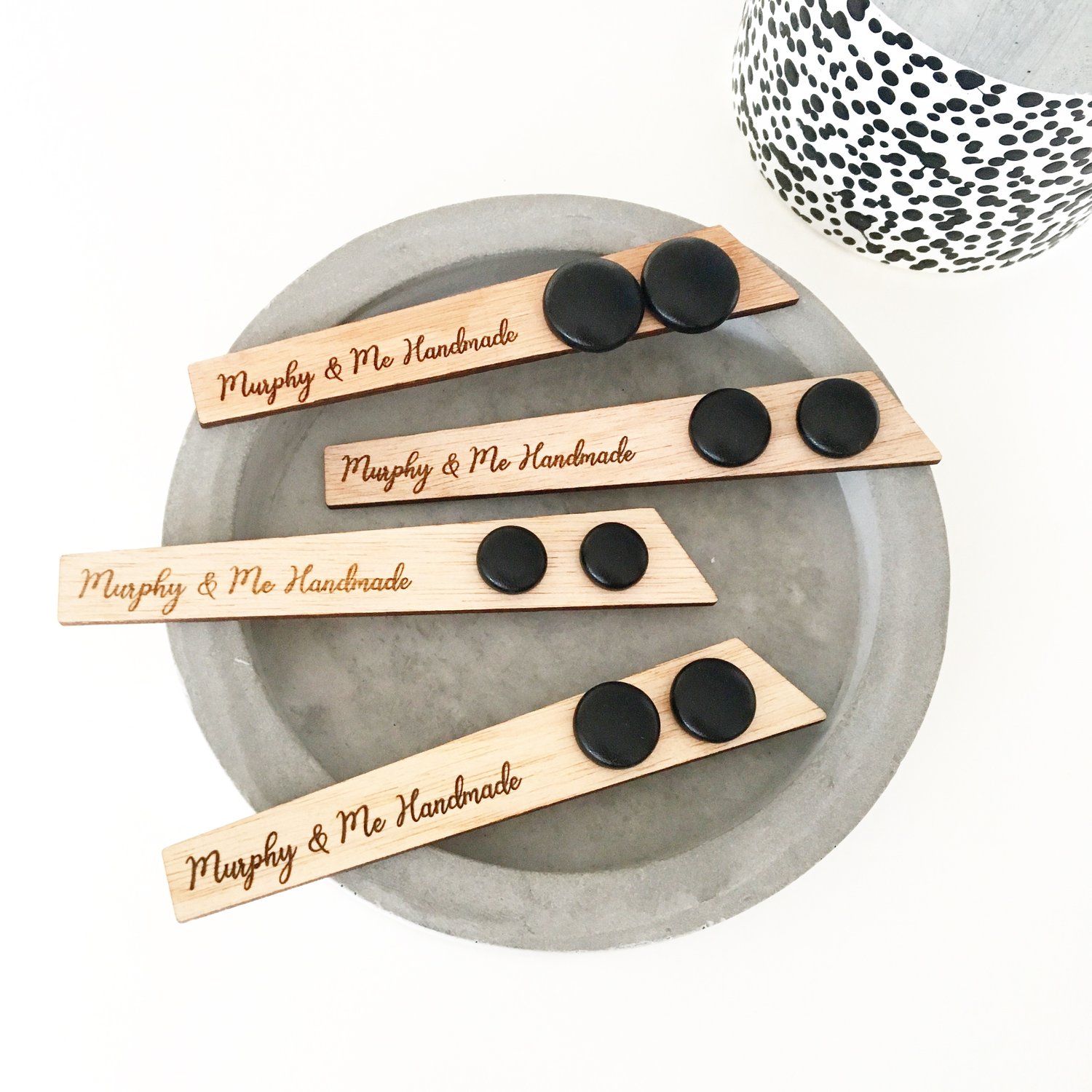 Image of Black Faux Leather Fabric Studs