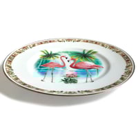 Image 2 of Flamingos - Vintage French Porcelain Plate - #0593