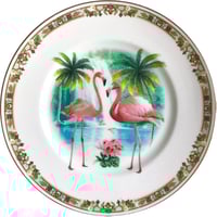 Image 1 of Flamingos - Vintage French Porcelain Plate - #0593