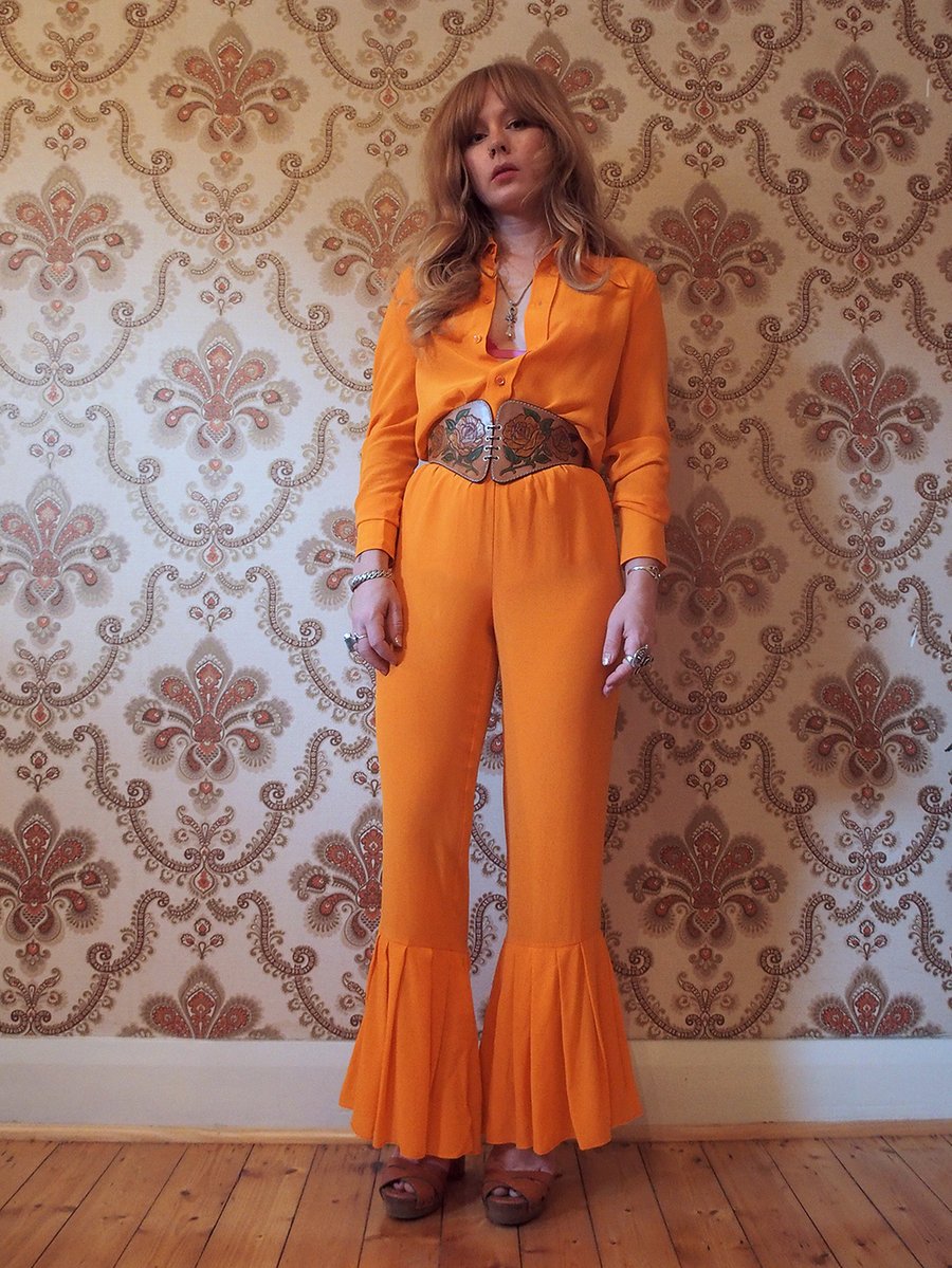 Image of Night Fever Silk Pants - Tang Orange