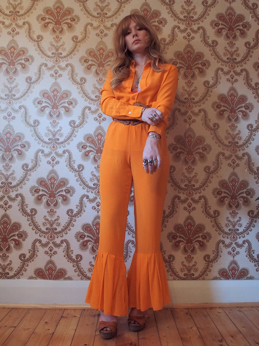 Image of Night Fever Silk Pants - Tang Orange