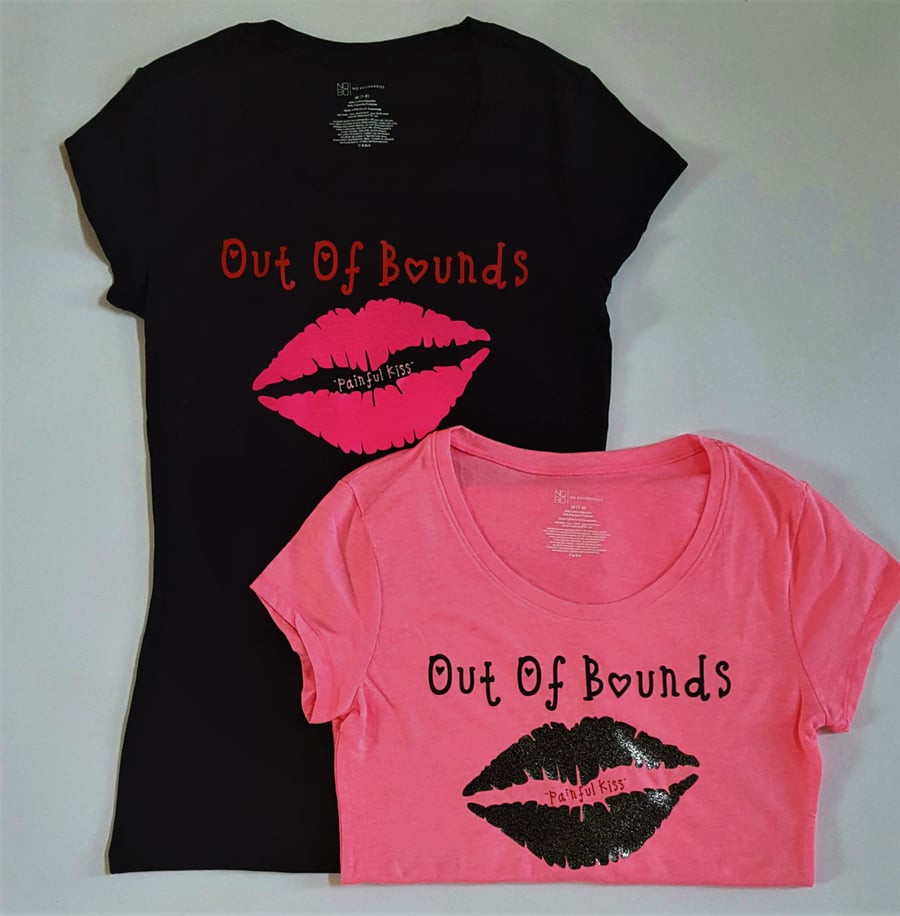 Image of Female- Out Of Bounds T Shirt Pink/ Black