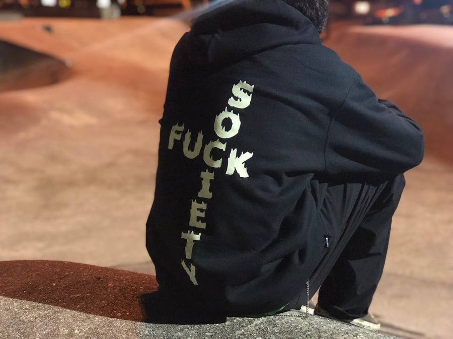 Image of LOST CONTROL 'FUCK SOCIETY' GLO HOODIE