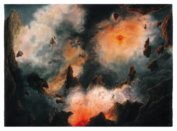 Image of A wolf chases a hare into the Inferno (A3, Limited Edition)