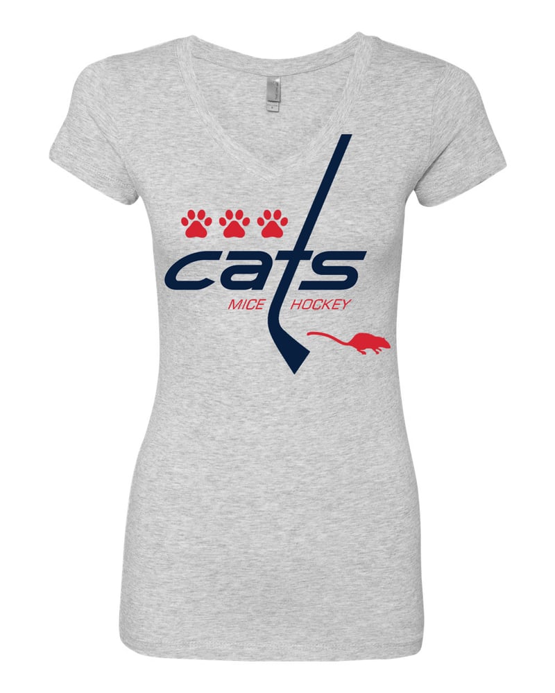 Image of Cats Mice Hockey men's tee and ladies' v-neck