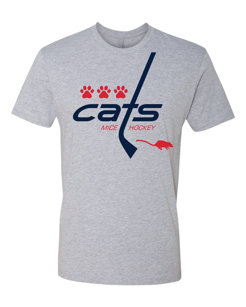 Image of Cats Mice Hockey men's tee and ladies' v-neck