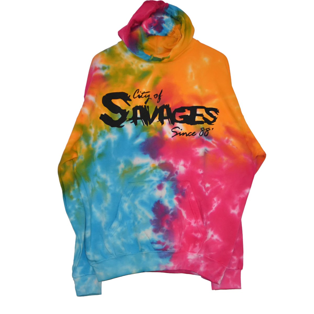 Image of "City of Savages" logo Tie-Dye hoodie