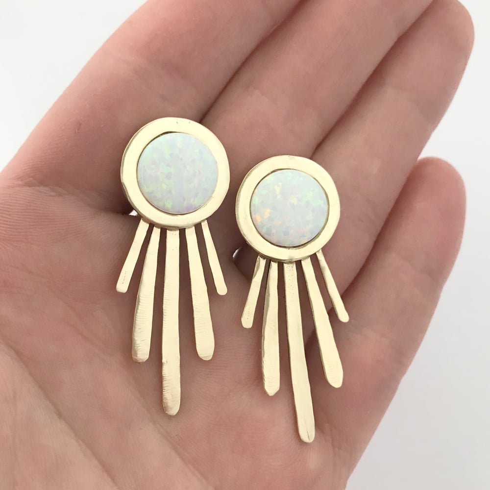Image of Large Burst Statement Earrings with Opal