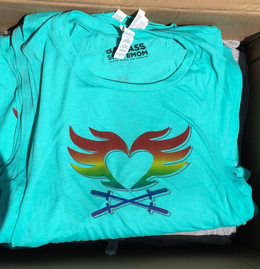Image of Teal Blue Rainbow Be Brave Teal Flowy Tank