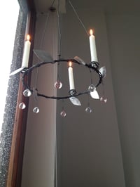 Image 3 of Drop Crystal and Silver Leaves Candelabra