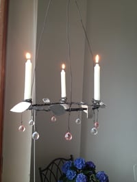 Image 4 of Drop Crystal and Silver Leaves Candelabra