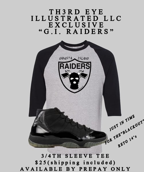 Image of G.I. “Raiders” 3/4th Sleeve Tee