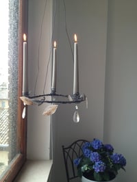 Image 1 of Crystal and Silver Leaves Candelabra