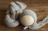 Image 1 of Barn Owl Grey Brushed Alpaca Bonnet (wrap available)