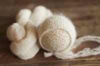 Image 1 of Milk Cream Brushed Alpaca Bonnet + Wrap
