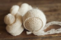 Image 2 of Milk Cream Brushed Alpaca Bonnet + Wrap