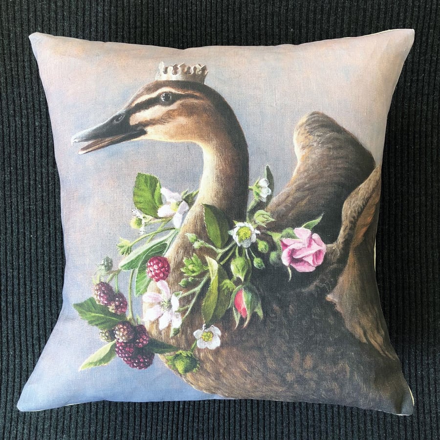 Image of Linen Woodland Duck Cushion